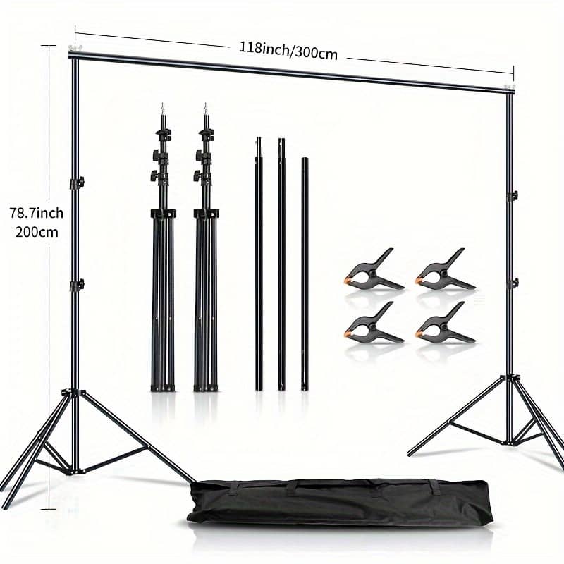 Adjustable Photography Backdrop Stand With Telescopic Rod – Ideal For , Green Screen & White Backgrounds Accessories Shop Online at Dubai Trades 2