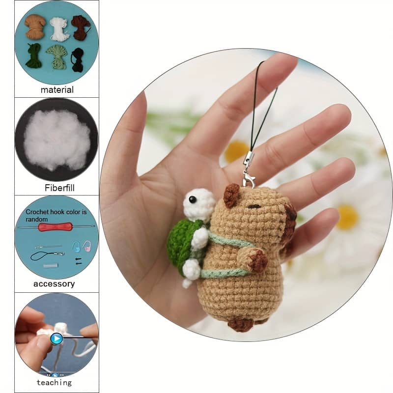 Amigurumi Capybara And Turtle Knitting Diy Craft Kit – Handmade Crochet Animal Creation Set For All Seasons, Multicolor Nylon Material Arts, Crafts & Sewing Shop Online at Dubai Trades 2
