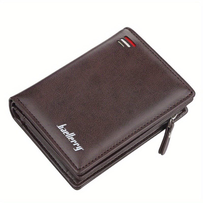 Baellerry Men’s Business Retro Short Wallet Multi-card Slot Pu Leather Buckle Zipper Bank Card Holder Accessories Shop Online at Dubai Trades 2