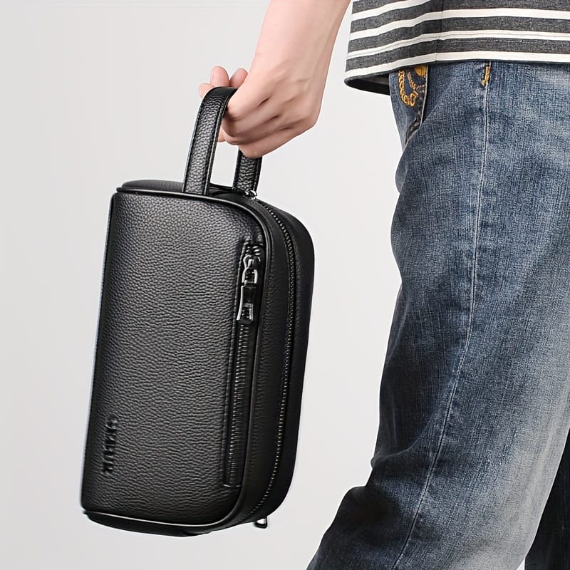 Black Clutch Bag For Men – Zippered Handbag With Multiple Compartments, For Daily Commute & Mobile Phone Storage Clothing, Shoes & Jewelry Shop Online at Dubai Trades 2