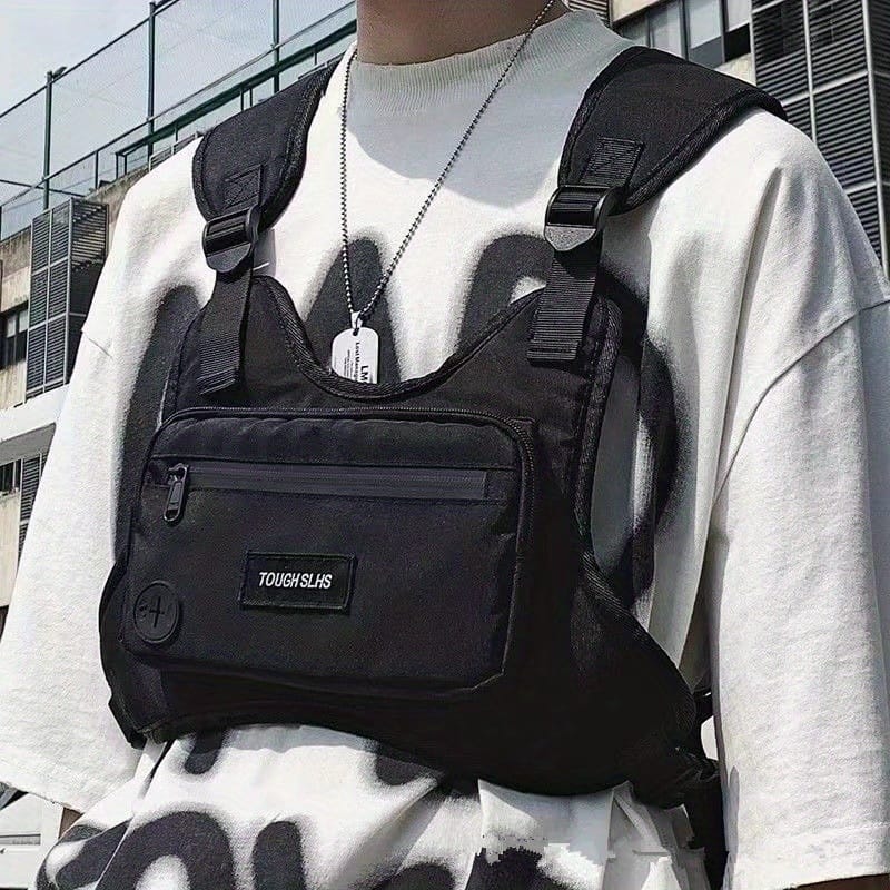 Black Nylon Chest Bag Vest For Men And Women – Stylish Multi- With Front Zipper Pocket, Adjustable Straps & Buckles, Casual Outfits Clothing, Shoes & Jewelry Shop Online at Dubai Trades 2