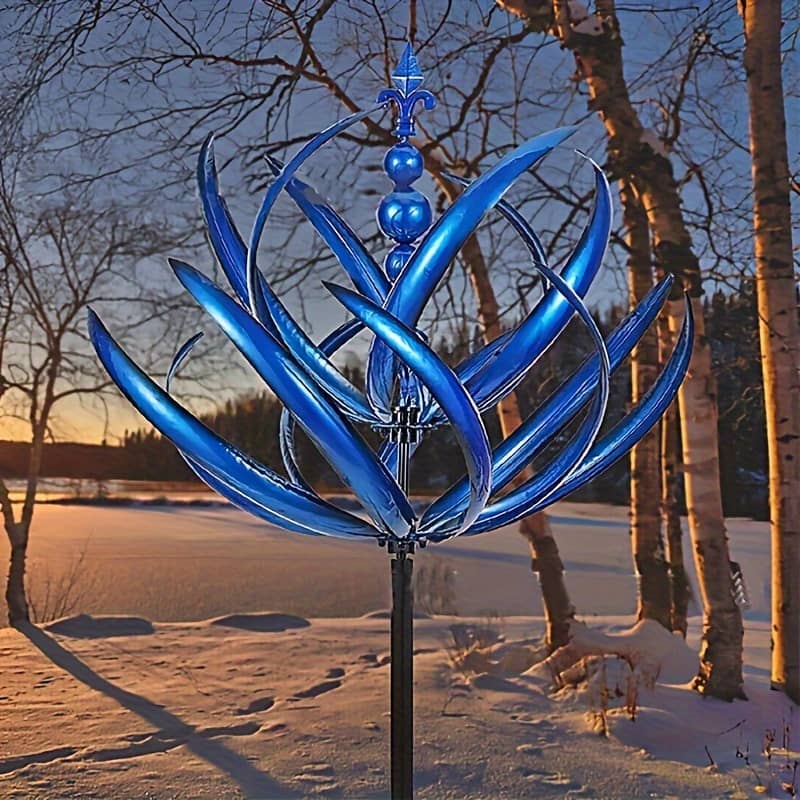 Blue Wind Spinner – Metal Kinetic Sculpture For Outdoor Decor, Yards, Patios, Lawns & Gardens, No Power Needed Garden Sculptures & Statues Shop Online at Dubai Trades 2