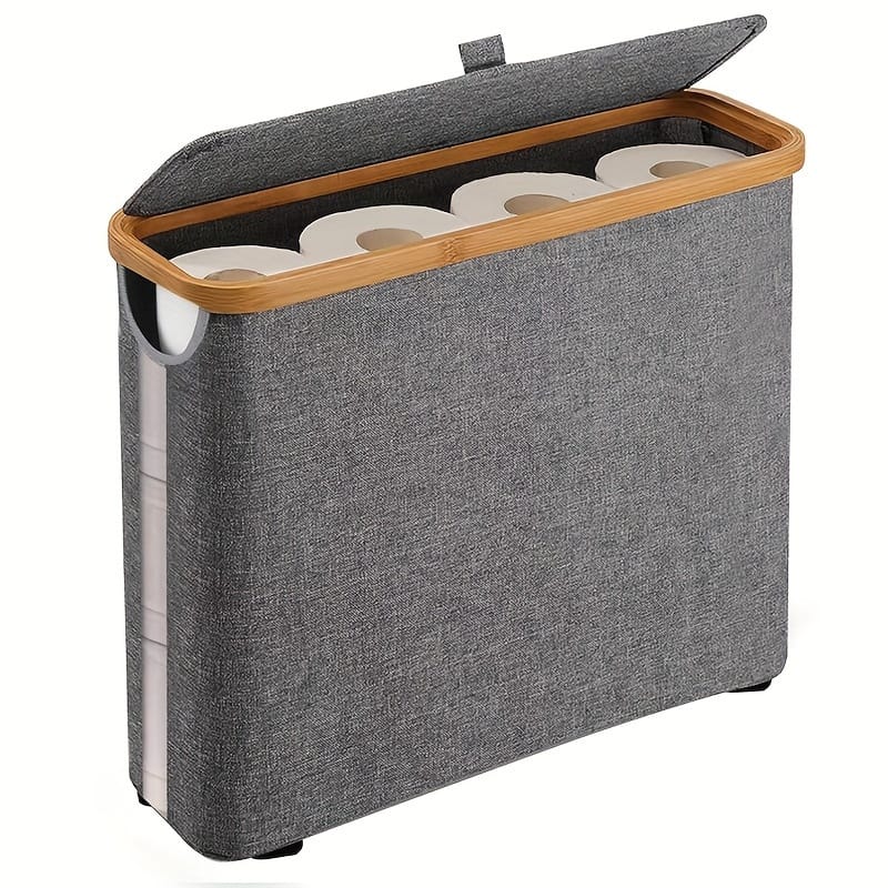 Boho-chic Bamboo Toilet Paper Holder With Storage Basket – Sleek Rectangular Bathroom Organizer For , Includes Lid, Laundry Baskets Bathroom Storage & Organization Shop Online at Dubai Trades 2