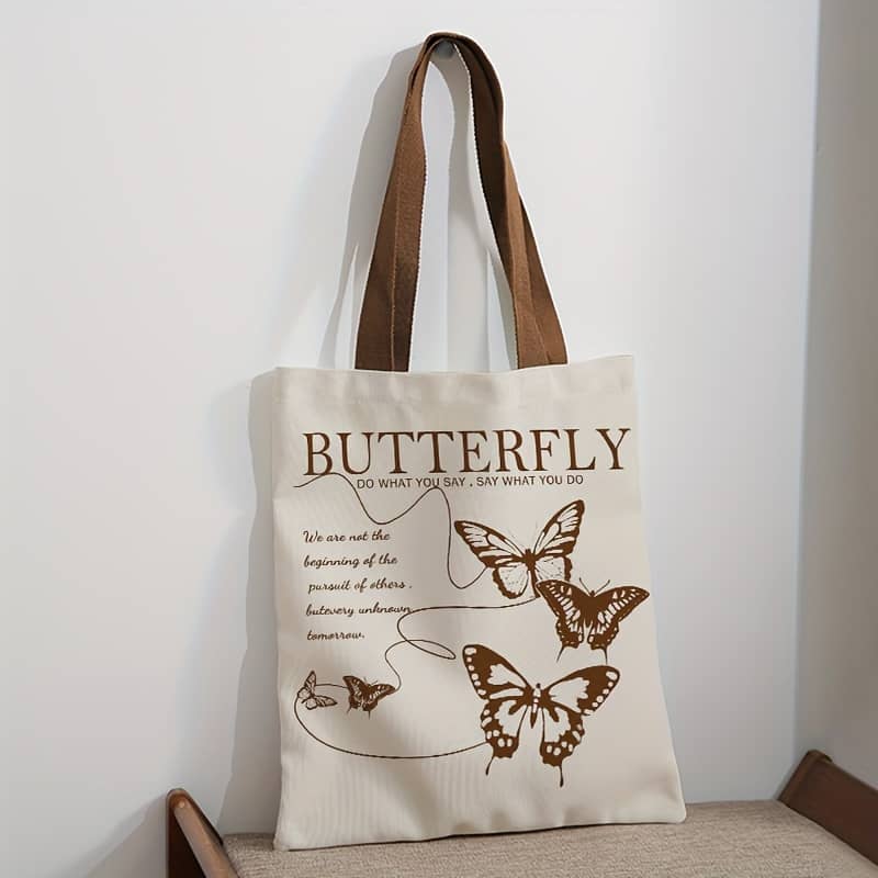 Brown Letter Pattern Tote Bag, Multifunctional Handbag, Letter Printed Shopping Bag Clothing, Shoes & Jewelry Shop Online at Dubai Trades 2