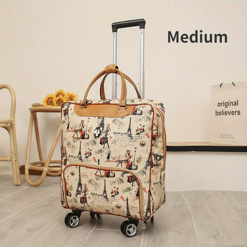 Chic Parisian-themed Women’s Bag –, Hand Washable, Rolling Suitcase With Multiple Compartments, Mixed Colors, Short Trips & Business Travel, Luggage For Travel Clothing, Shoes & Jewelry Shop Online at Dubai Trades 2