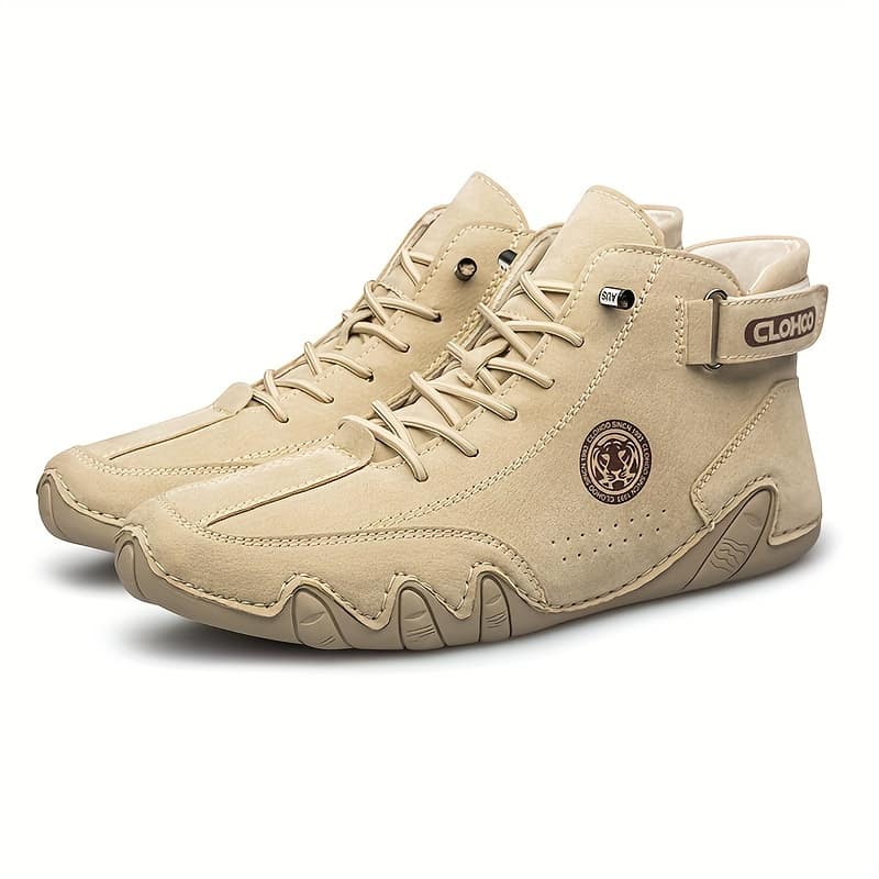 Clohoo Handcrafted Men’s Athletic Sneakers – Breathable, Pu Upper & , Comfortable Outdoor Hiking Shoes With Laces And Hook-and-loop Strap, Beige Clothing, Shoes & Jewelry Shop Online at Dubai Trades 2