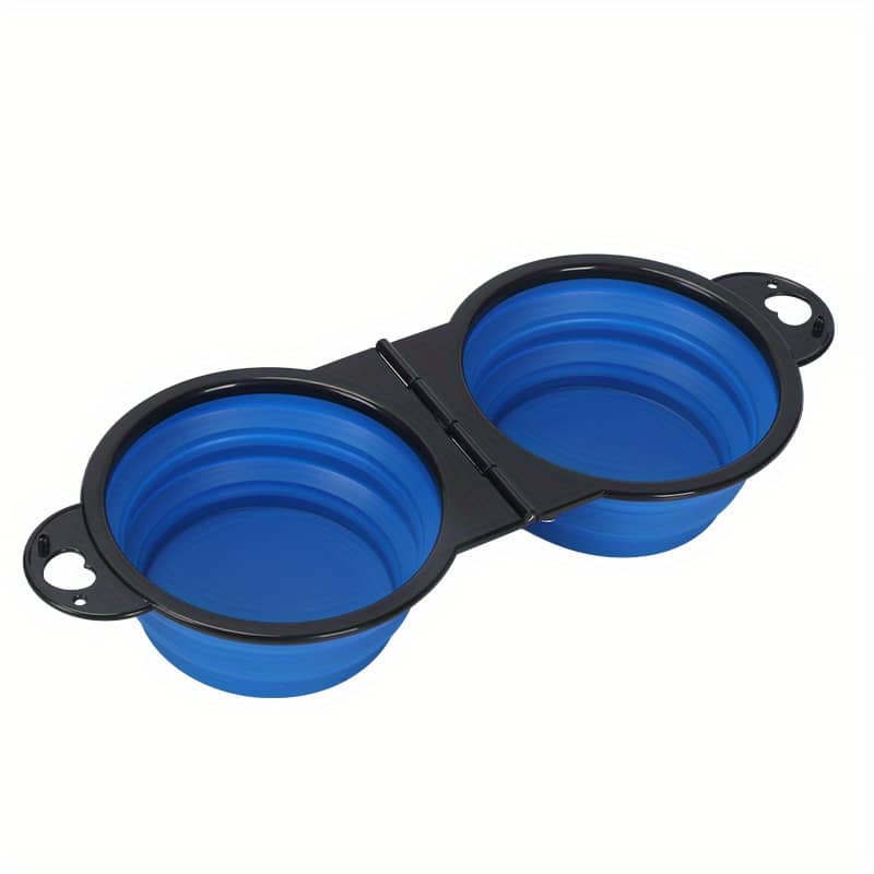 Collapsible Silicone Dog Travel Bowls, 2 In 1 Double Bowls Folding Tpe Dog Food Bowl Water Bowl, Hangable Dog Feeder Dish Bowl For Outdoor Walking Camping Traveling Bowls & Dishes Shop Online at Dubai Trades 2