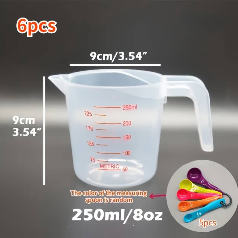 Complete Kitchen Baking Measuring Set – Includes Graduated Plastic Cup & 5 Spoons, Food-safe For Home And Restaurant Use, Kitchen Bakeware Cups Shop Online at Dubai Trades 2