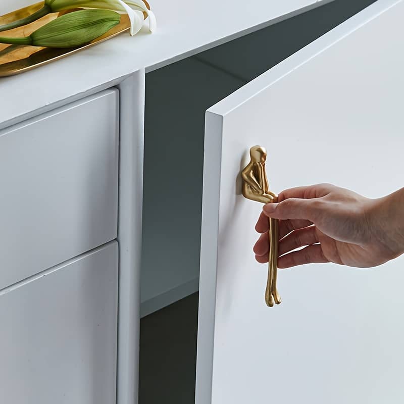 Creative Brass Handle Thinker Modern Minimalist Wardrobe Door Cabinet Drawer Luxury Golden Cabinet Long Handle Cabinet Hardware Shop Online at Dubai Trades 2