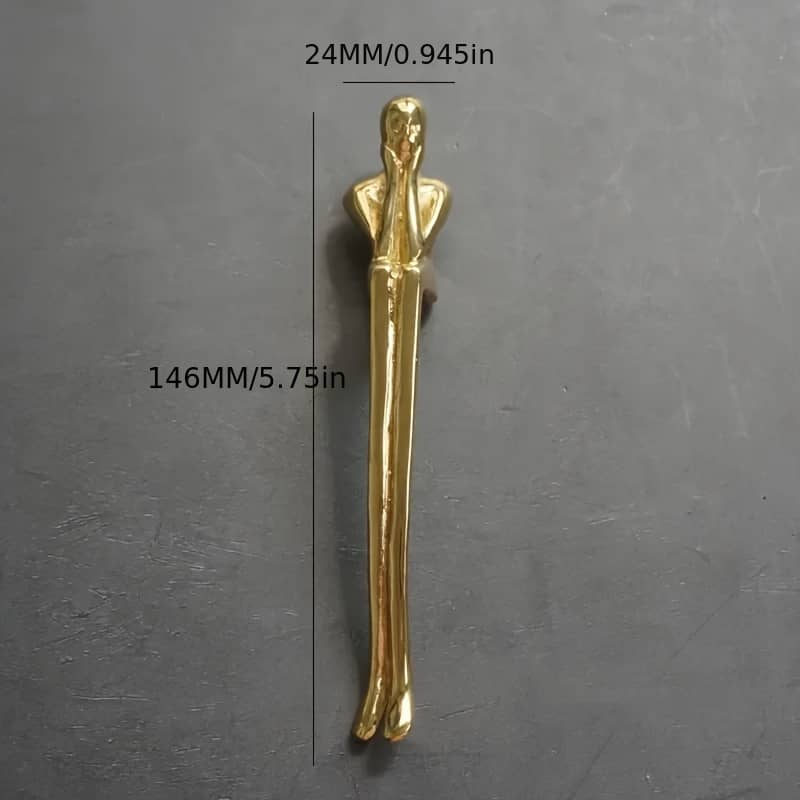 Creative Solid Brass Thinker Shape Long Handle Wardrobe Kitchen Dresser Cabinet Door Drawer Handles And Pulls Furniture Hardware Cabinet Hardware Shop Online at Dubai Trades 2