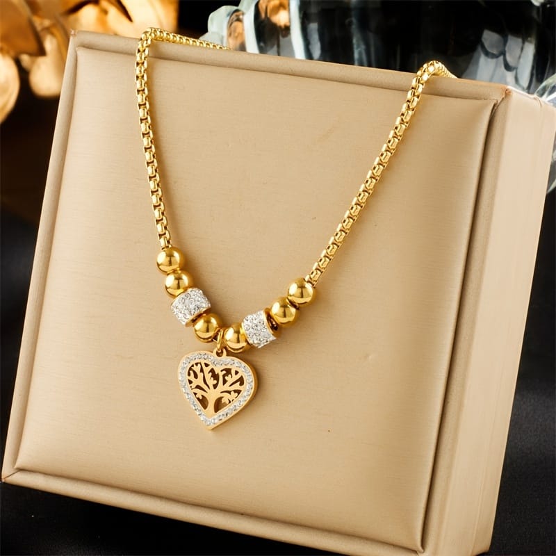 Elegant And Sexy Titanium Life Tree Heart Pendant Necklace With 18k Plating And Crystal Embellishments – Perfect For Everyday Wear And Gift Giving Clothing, Shoes & Jewelry Shop Online at Dubai Trades 2