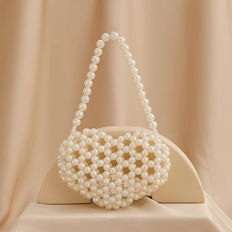 Elegant Handmade Heart-shaped Pearl Bag, , Summer Fashion Accessory For Women Clothing, Shoes & Jewelry Shop Online at Dubai Trades 2