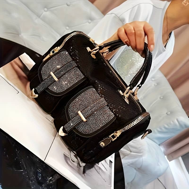 Elegant Ladies Rhinestone Sequin Handbag, Large Capacity Shoulder & Crossbody Bag, Casual Tote For Women Clothing, Shoes & Jewelry Shop Online at Dubai Trades 2