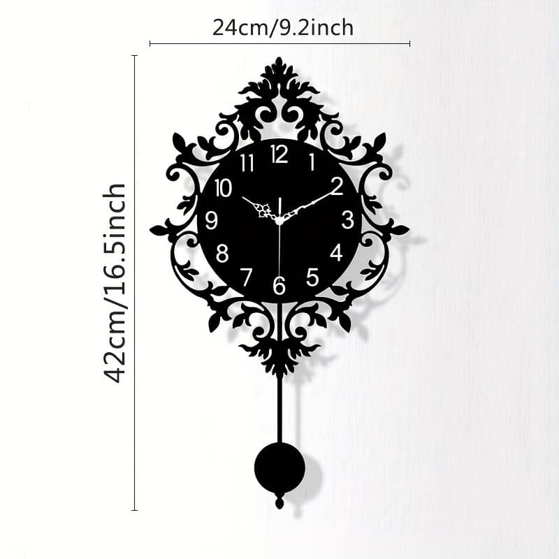 Elegant Silent Carved Hollow Wall Clock With Ornate – Black Acrylic Modern Home Decor For Living Room, Kitchen, Or Office – Battery Operated (aa Batteries Not Included) Clocks Shop Online at Dubai Trades 2