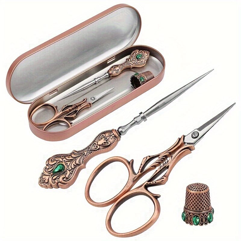 Embroidery Scissor Set, Vintage Scissors European Sewing Tools, Complete Sewing Kit With Embroidery Scissors, Sewing Awl, Sewing Thimbles, Embroidery And Arts And Crafts Arts, Crafts & Sewing Shop Online at Dubai Trades 2