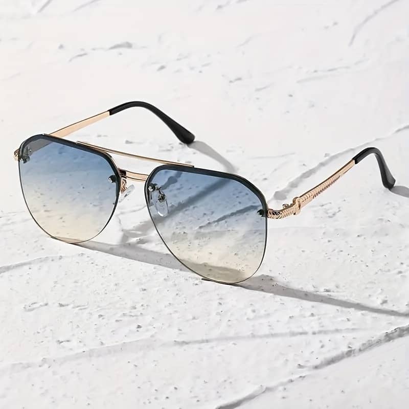 Ensarjoe Beam Half-frame Pilot Fashion Glasses – Vintage Style, Stainless Steel With Gradient Pc Lenses For Driving & Adventures Accessories Shop Online at Dubai Trades 2