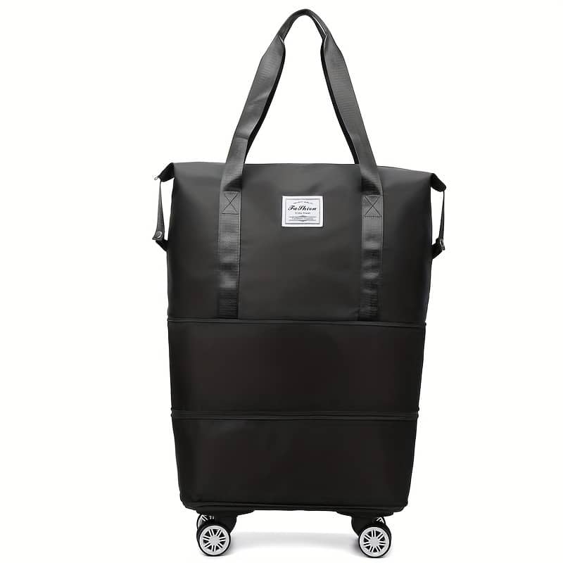 Extra-large 3-layer Foldable Travel Bag With Wheels, Nylon Luggage For Daily Commute & Moving Backpacks Shop Online at Dubai Trades 2