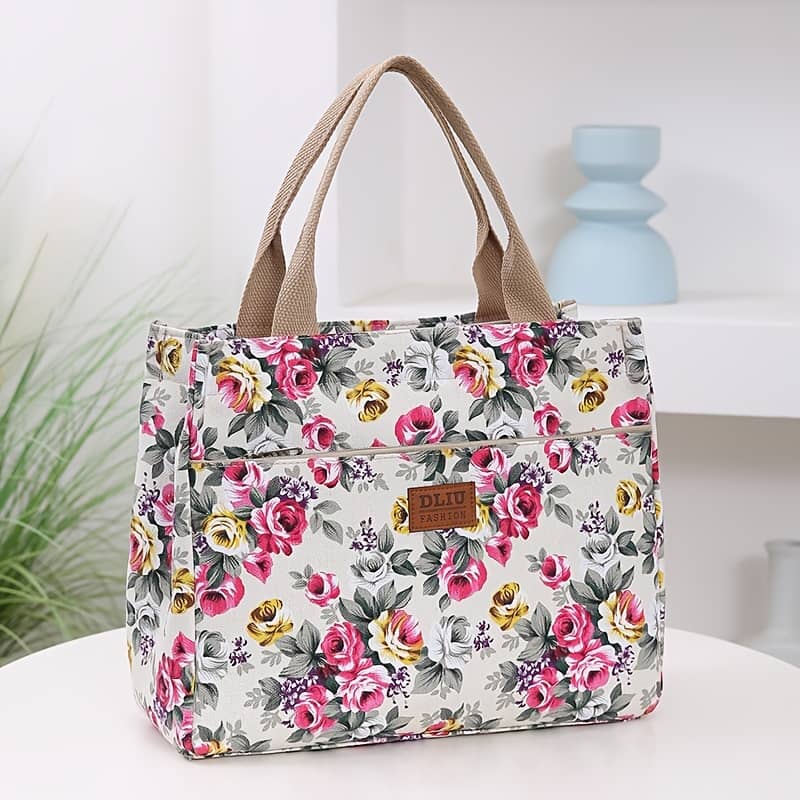 Fabric Tote Bags With Vibrant Floral Patterns – Large Capacity, Zip Closure, Shoulder Straps, Work & Commute, Commute Tote Bag | Floral Print Tote | Zippered Closure, Tote Bag Clothing, Shoes & Jewelry Shop Online at Dubai Trades 2