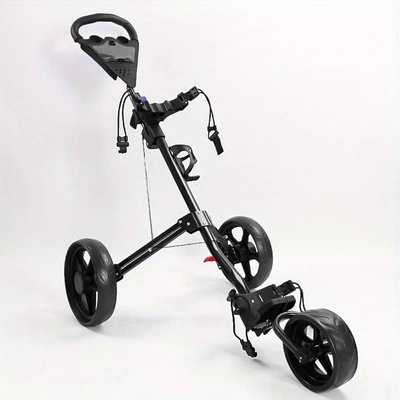 Foldable Golf Push Cart With Wheels – Black Aluminum Alloy, Three-wheel Design For And Transport Of Golf Bags, Golf Cart Accessories Golf Shop Online at Dubai Trades 2