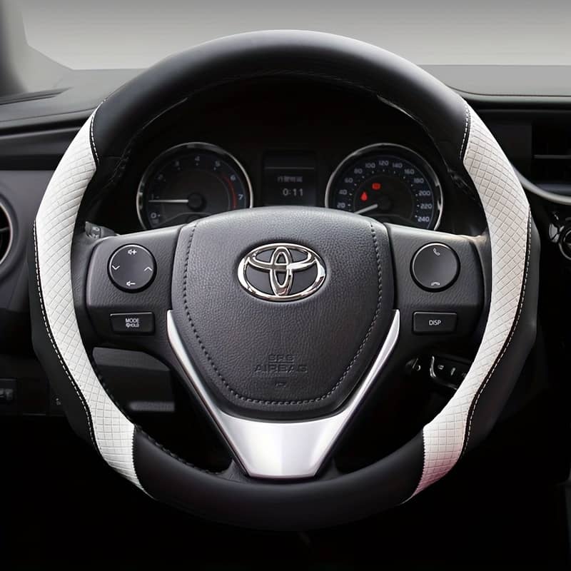 For Compatible Pu Leather Steering Wheel Cover With Inner Ring – Anti-slip, Breathable, Soft Grip, Thick, Durable, Sport Style Design Automotive Shop Online at Dubai Trades 2