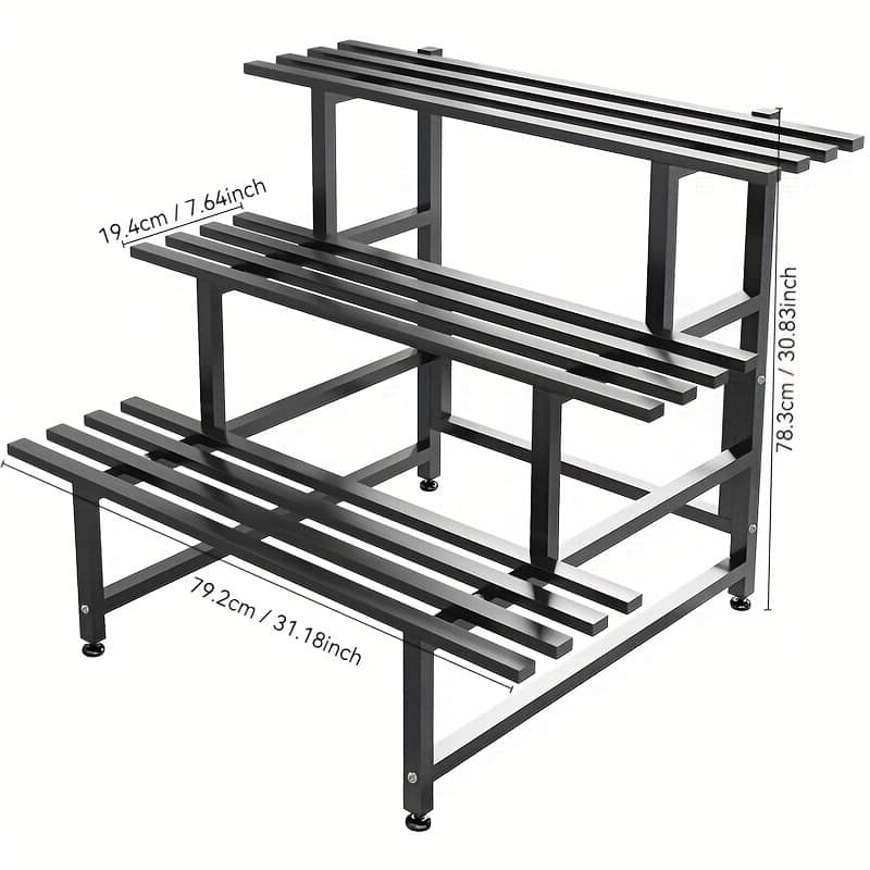 Gmbin 3-storey Balcony Flower Stand, Balcony Floor-standing Shelf, Air-conditioned Outdoor Shelf, Outdoor Bonsai Flower Stand, Floor-standing Succulent Plant Display Shelf Gardening & Lawn Care Shop Online at Dubai Trades 2