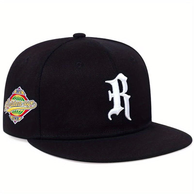 Gothic R Embroidery Snapback Hat Solid Color Hip Hop Baseball Cap Unisex Casual Adjustable Dad Hat For Women Men Accessories Shop Online at Dubai Trades 2