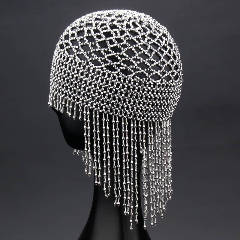 Handmade Belly Dance Hat With Beads, A Long Tassel Bridal Accessory For Performances Accessories Shop Online at Dubai Trades 2