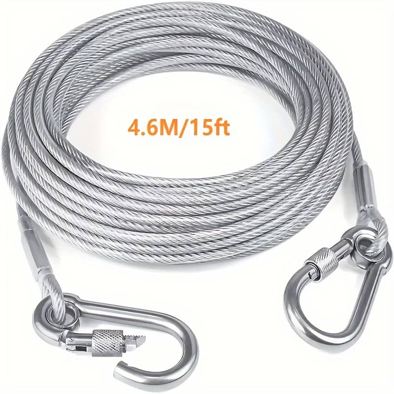 Heavy-duty Reflective Dog Tie-out Cable, 250 Lbs Capacity – Stainless Steel With Swivel Snap Hooks – Ideal For Outdoor, Yard & Camping Use Collars, Harnesses & Leashes Shop Online at Dubai Trades 2