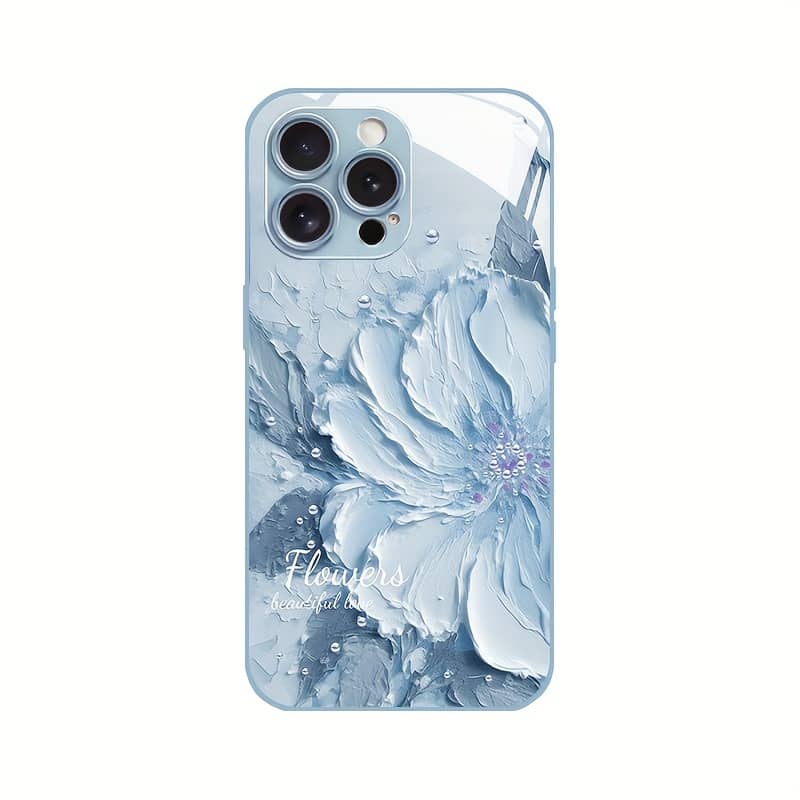 High-end Light Luxury Flower Glass Protective Case For Iphone15/14/13/12/11/xsm/xr/xs/x/7 Bumpers Shop Online at Dubai Trades 2