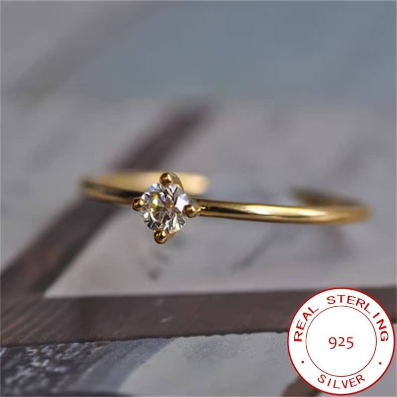 High-quality S925 Pure Silvery Ring With Geometric Square Design And Zirconia Inlay, A Gift For Your , About 1.5 Grams Clothing, Shoes & Jewelry Shop Online at Dubai Trades 2