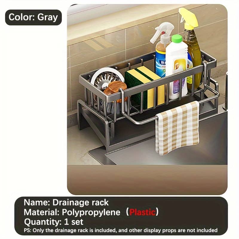 Kitchen Sink Organizer Basket With Brush Holder, Non-rust Polypropylene For Sink, Dishwashing Sponge Storage Box With Divider Dish Cloth & Sponge Holders Shop Online at Dubai Trades 2