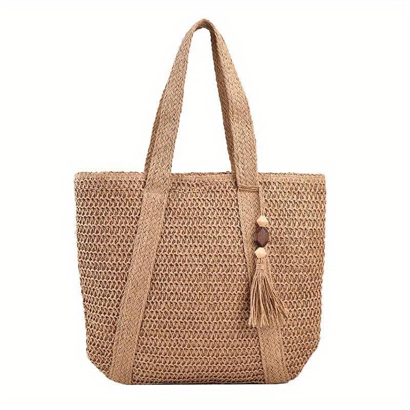 Large Capacity Bohemian Straw Tote Bag With Tassel Accent – Chic Summer Beach & Travel Shoulder Handbag For Women, Zip Closure, Fabric Material Clothing, Shoes & Jewelry Shop Online at Dubai Trades 2
