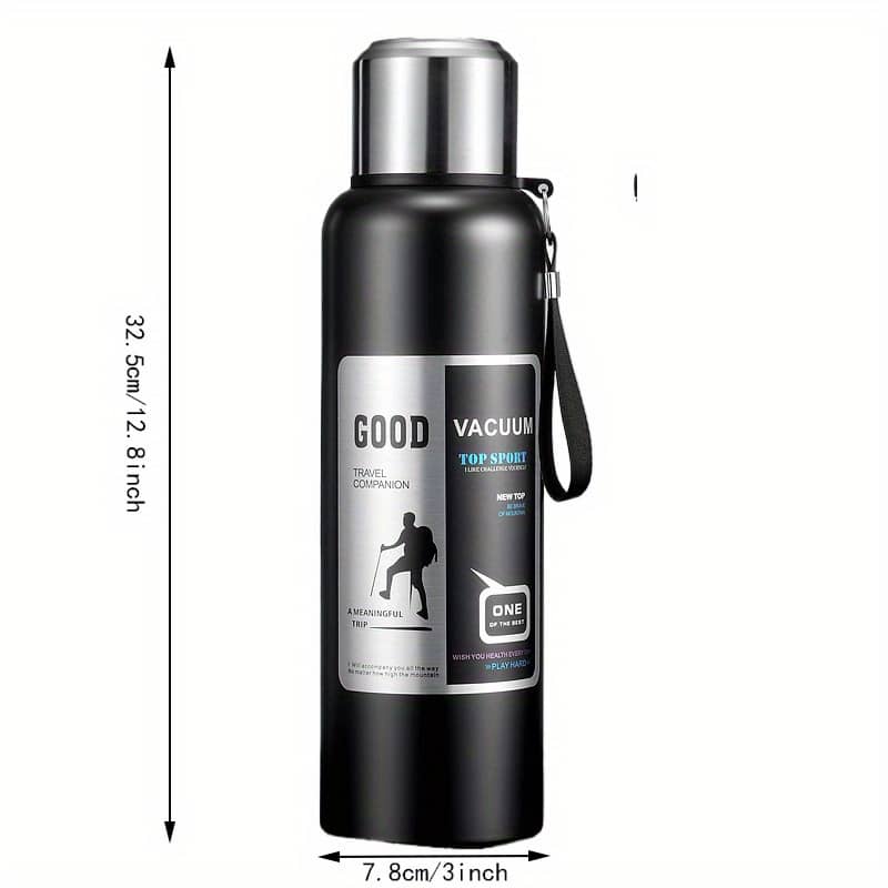 Large Capacity Steel Insulated Water Bottle With Handle – , Leak-proof Outdoor Sports With Tea Infuser And Moisture Separation, Black Camp Kitchen Shop Online at Dubai Trades 2