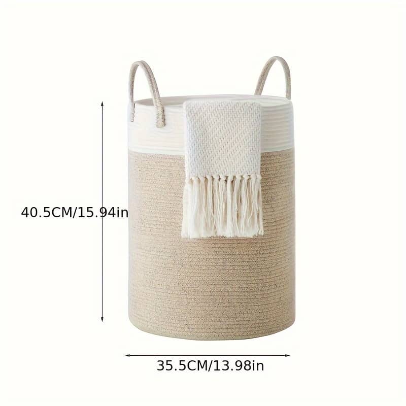 Large Foldable Rope Woven Storage Basket – Fabric Laundry Hamper With Handles, Portable Organizer For Clothes & Toys, Nursery Or Playroom, Laundry Basket, Laundry Baskets Home & Kitchen Shop Online at Dubai Trades 2