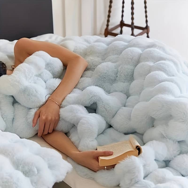 Luxurious Rabbit Fur Blanket – , Thick & Reversible For Travel, Office , Bed & Home Decor – Perfect Gift For Family & , Sofa, Velvet Bed Blankets Shop Online at Dubai Trades 2