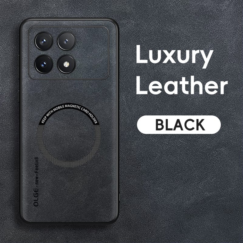 Luxury Leather Phone Case For Xiaomi Poco X6pro/x6/c65/f6pro/m6pro/f5/f4 Support Car Holder, Protective, High-quality Bumpers Shop Online at Dubai Trades 2