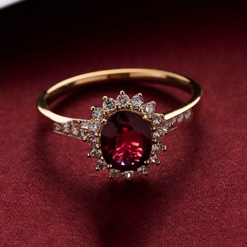 Luxury S925 Pure Silvery Rose Your Majesty Flower Four-claw Oval Red Jewelry Ring For Women Clothing, Shoes & Jewelry Shop Online at Dubai Trades 2