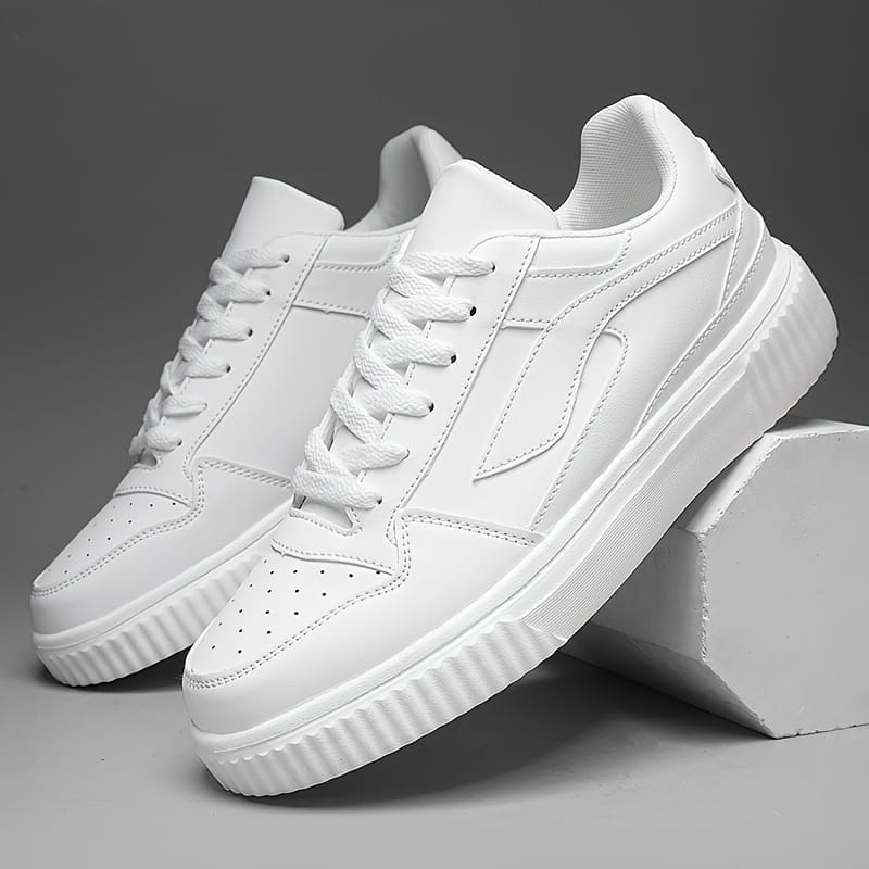 Men’s Fashionable Lace-up Casual Sneakers – White, Breathable Mesh Interior, Pu Upper & Eva Insole For Clothing, Shoes & Jewelry Shop Online at Dubai Trades 2