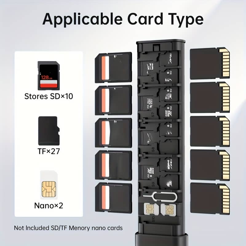 Metal Memory Card Holder – Design, Fits 27 & 6 Sd Cards – Essential Photography Gear Organizer, Shockproof, Storage Solution Archival Boxes Shop Online at Dubai Trades 2