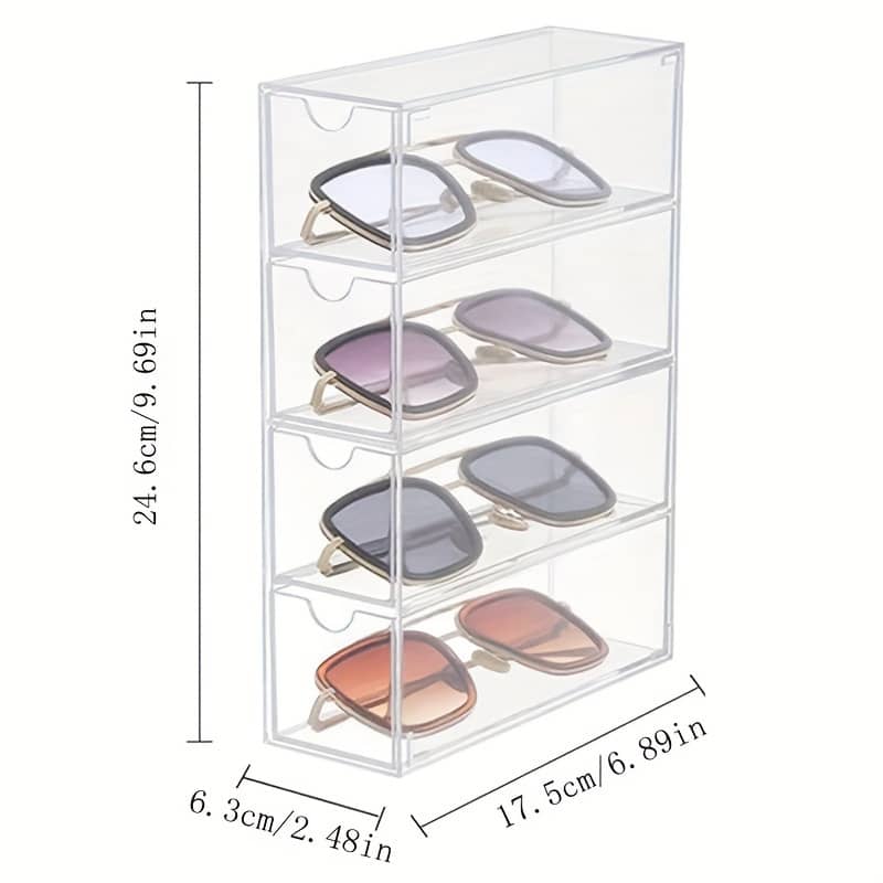 Modern Clear Desk Organizer With Drawer – Fashion Glasses, Cosmetics & Lipstick | Dust-proof Storage Solution, Cute Office Supplies, Separate Compartments, Gift Accessories Shop Online at Dubai Trades 2