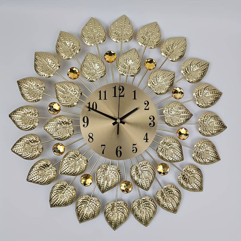 Modern Silent Wall Clock With Design – Metal, Round, Battery Powered With Single Aa, Decorative Non-ticking For Living Room, Dining Room – Elegant & Simple Clocks Shop Online at Dubai Trades 2