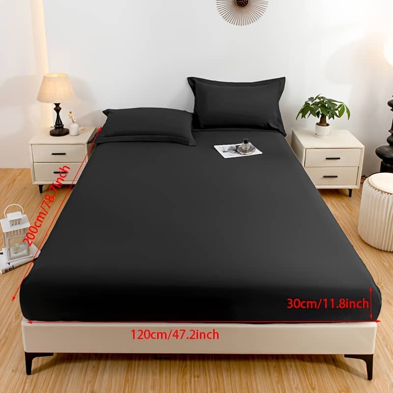 One-pack Soft Light Beige-friendly Brushed Solid Color Fitted Sheet Cover Mattress Protector, Does Not Include Pillowcase Or Pillow Core Bedding Shop Online at Dubai Trades 2