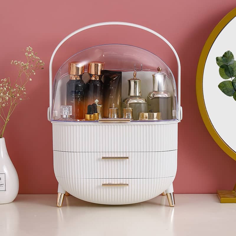 Portable Clear Makeup Organizer With Drawer – Dustproof Cosmetic Storage Box For Skincare, Lipstick & Masks – Ideal For Bathroom Countertop Bath Shop Online at Dubai Trades 2