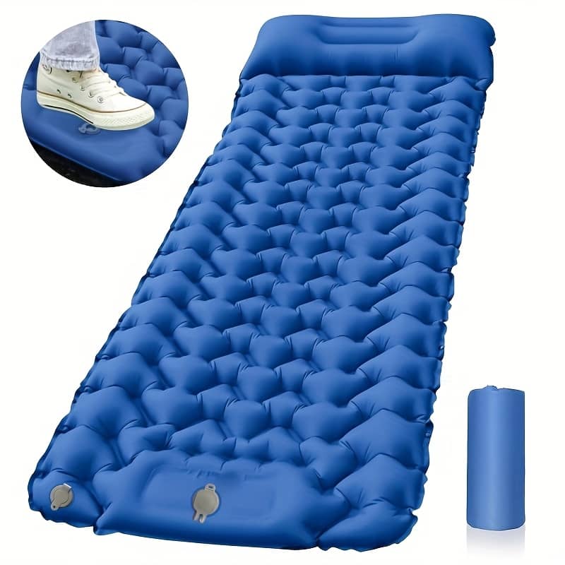 Portable Sleeping Pad, Camping Inflatable Mattress With Pillows, Folding Ultralight Air Cushion For Outdoor Hiking Trekking Air Mattresses Shop Online at Dubai Trades 2