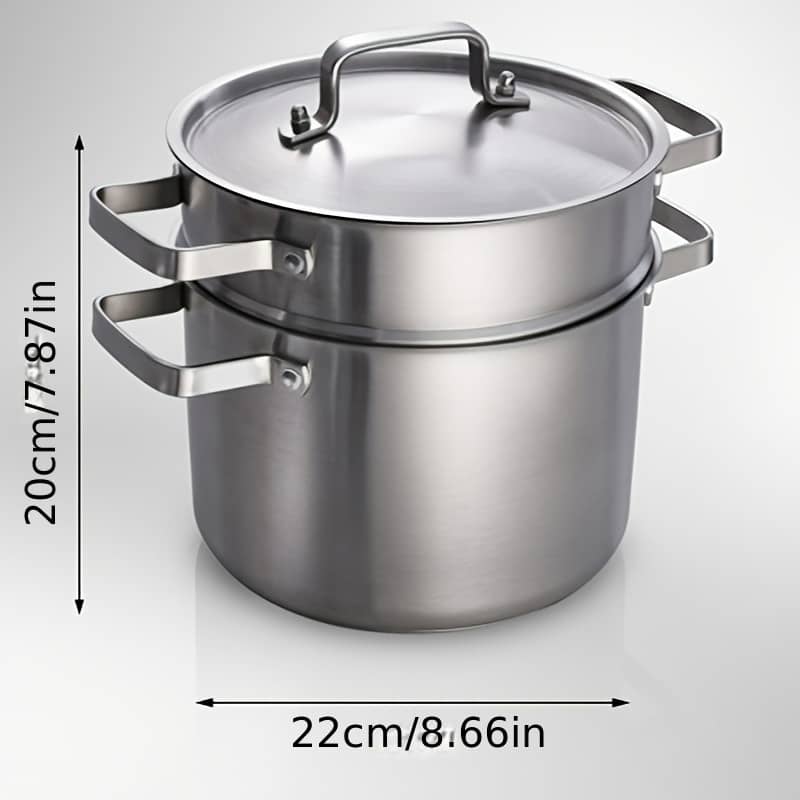 Pure Cook Stainless Steel Pasta Pot Set With Steamer Basket And Lid, Cookware Boiler For Steaming And Cooking, Kitchen Essentials Cookware Shop Online at Dubai Trades 2