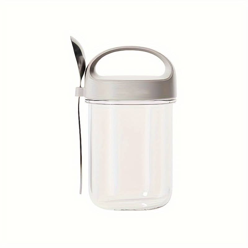 Reusable Glass Cup, Yogurt Cup With Spoon, Overnight Oats, Smoothies, And More Dining & Entertaining Shop Online at Dubai Trades 2