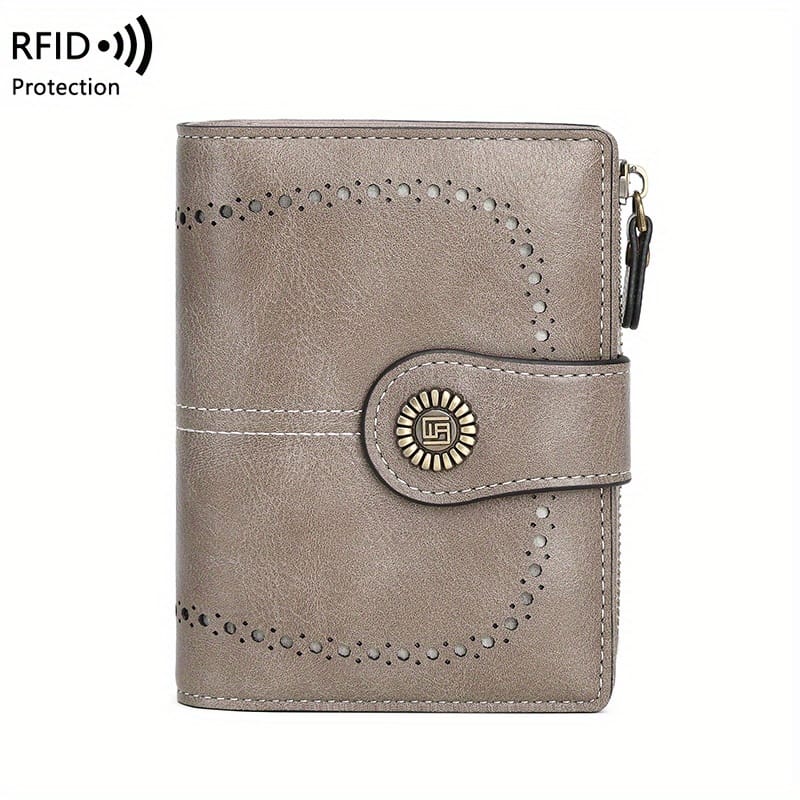 Rfid Anti-theft Brush Women’ Multi-card Slot Zipper Buckle Fashion Clip Vintage Multifunctional Short Wallet Clothing, Shoes & Jewelry Shop Online at Dubai Trades 2