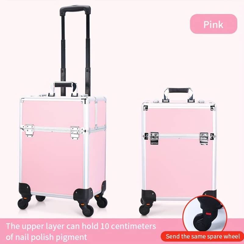 Rolling Makeup Train Case Large Cosmetic Trolley Organized Aluminum Barber Case For Hairstylist Makeup Nail Tech Salon With Keys Swivel Wheels Traveling Cart Trunk Clothing, Shoes & Jewelry Shop Online at Dubai Trades 2