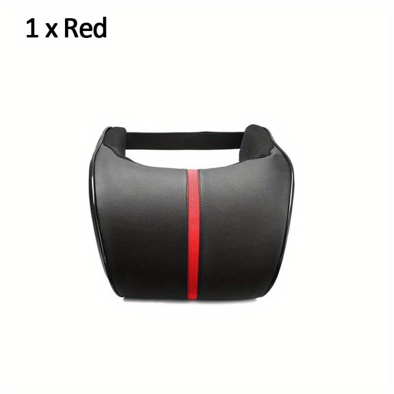 Seametal Leather Car Headrest Pillow, Memory Foam Filled, Comfortable Cushion For Vehicle Seat, Universal Fit, , Red Stitching Detail Accessories Shop Online at Dubai Trades 2