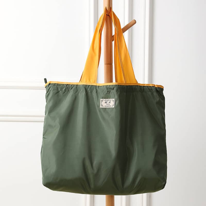 Set Of 1 Foldable Polyester Shopping Tote Bag With Drawstring Closure, Large Capacity Portable Grocery Bag For Storage And Organization Clothing, Shoes & Jewelry Shop Online at Dubai Trades 2